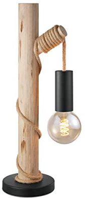 Home Sweet Home Tischlampe aus Holz im böhmischen Stil – Maritim | 21/21/55 cm | E27-Fassung | Retro-Leselampe mit Seilkabel | Für Schlafzimmer, Nachttischlampe