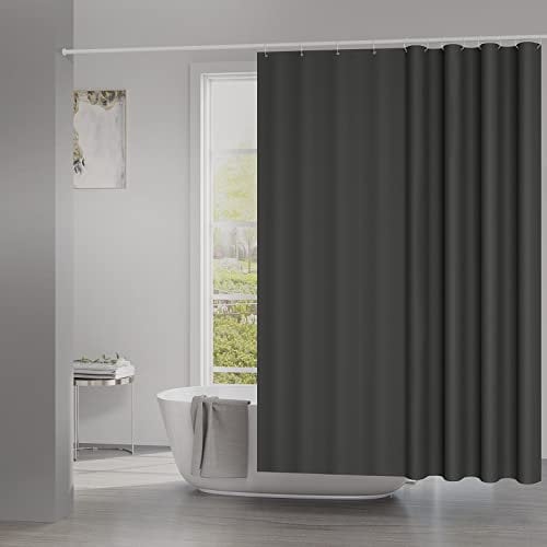 WOLTU Duschvorhang 200x200cm Badvorhang Anti-Schimmel Antibakteriell Wasserdichter Polyester Stoff Waschbar Badewanne Vorhang Dunkelgrau mit 12 Duschvorhängeringen für Badewanne und Dusche