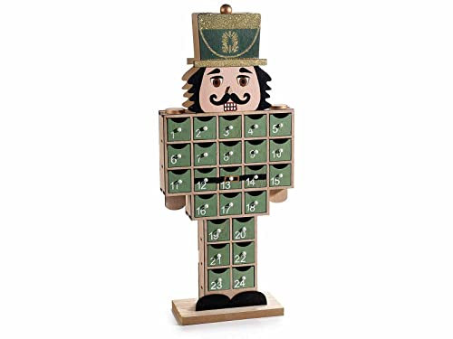 Gruppo Maruccia - Calendrier de l'Avent 2022 en bois en forme de soldat casse-noisette - Décoration de Noël pour la maison - Idée cadeau - Hauteur 47,5 cm