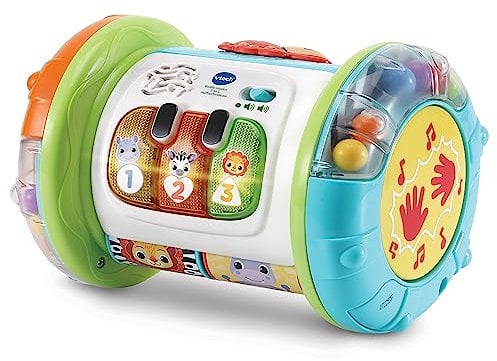 VTech - Rodillo mágico Interactivo 3 en 1, Juguete multiactividades para bebés +6 Meses, Tambor, Piano y Centro de Actividades, Aprende música, Enseña Vocabulario básico, Versión ESP