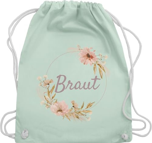 Shirtracer Turnbeutel Rucksack - JGA Junggesellenabschied Frauen - Braut Bride - Unisize - Pastell Grün - brautbeutel brauttaschen bachelorette party blumen stoffbeutel brauttasche