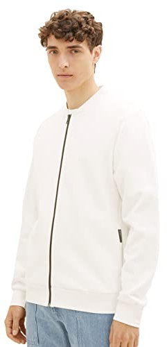 TOM TAILOR Denim Herren 1038818 Sweatshirt Bomberjacke, 12906-Wool White, XXL