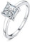 JewelryPalace Klassisch Prinzessschliff 1ct Zirkonia Solitär Promise Ring Damen, Schmuck Set, Verlobungsring Damenring Silber 925 mit Stein Frauen, Simulierte Diamant Jubiläum Eheringe Silberring 57