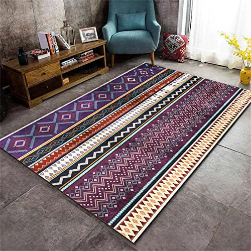DJHWWD Teppich Petrol Teppichläufer Ethno-Stil Wohnzimmer Couchtisch Decke Schlafzimmer Retro Bettmatte Lila Teppich Kinderzimmer Rund 160X230cm