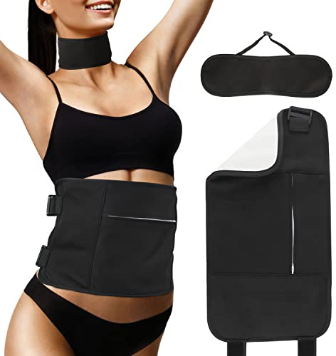Massagegürtel Rizinusöl-Kit, 2stk Abnehmbare TPU-Rizinusöl-Packung Wiederverwendbare Rizinusöl-Packung für Bauch und Nacken Verhindert Auslaufen (Schwarz)
