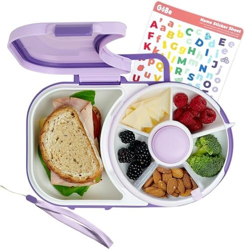 GoBe Kinder-Lunchbox – wiederverwendbarer Snackbehälter mit 5 Fächern und Deckel | BPA- und PVC-frei | spülmaschinenfest | kein Verschütten, auslaufsicher