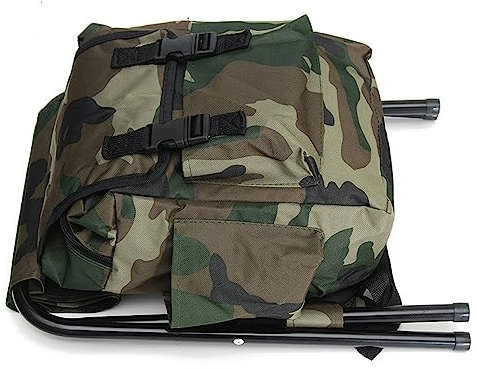 ZORZA 2-in-1 klappbarer Campingstuhl, Hocker, Faltbarer Angelstuhl, Oxford-Stoff, Edelstahlrahmen, geeignet für Camping, Angelausrüstung, mit Rucksack