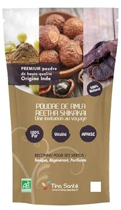 Poudre de soin lavante - Avec Amla, Ritha & Shikakai - Favorise la pousse des cheveux - Réduit la chute des cheveux en renforçant la racine - 200 grammes