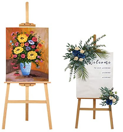 Staffelei Kinder, Staffelei Holz Groß, Staffelei Hochzeit, Willkommen Schild StaffeleIi, Staffelei für Gemäldeausstellung, Holzstaffelei für Kinder und Erwachsene, Klappbar und Höhenverstellbar, 150cm