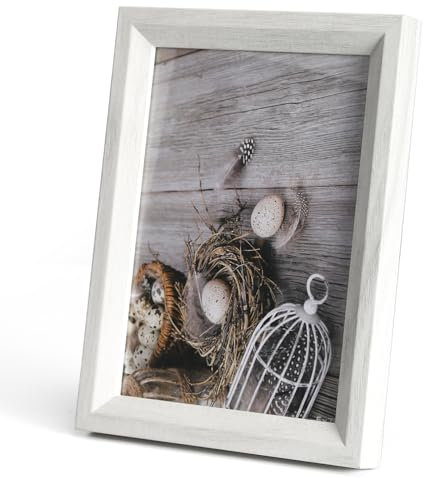 BESTOOL Bilderrahmen 13x18 cm 6er Set, Fotorahmen Holzrahmen zum vertikalen oder horizontalen Aufhängen/Aufstellen, für Wall Desk Decor Weihnachtsfreunde Freunde Geschenke (Weiß)