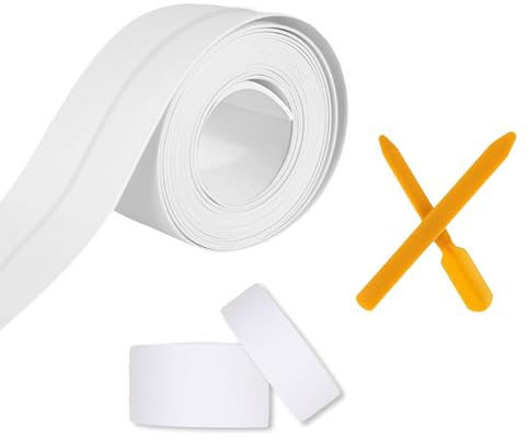 HYX 1 Roll Bath Sealant Strip, White, 3.2m x 2.2cm, Quick Simple Seal Tape, Bathroom Sealant Tape, Waterproof Self Adhesive Seal Strip for Baths, Showers, Sinks, Windows, Worktops with Sealing Tool