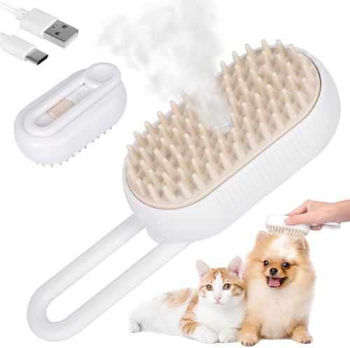 Katzenbürste mit Dampf,Steamy Cat Brush,Selbstreinigender Sprühkamm,Steamy Pet Brush Dog Cat,Katzen Hund Haustier Spray Kamm,Wasser DampfbüRste Katzenkamm,Dampfbürste für Katze und Hund