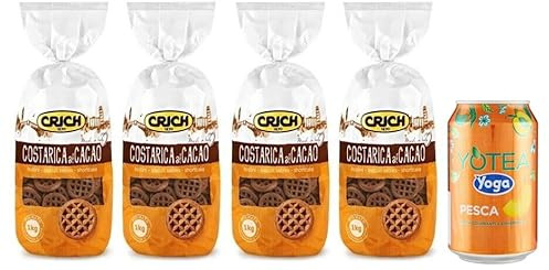 Rummo 4er-Pack Crich Kekse Costarica al Cacao Biscuits Kakaokekse,1Kg Beutel + 1er-Pack Kostenlos Yoga Eistee Pfirsich 330ml Dose