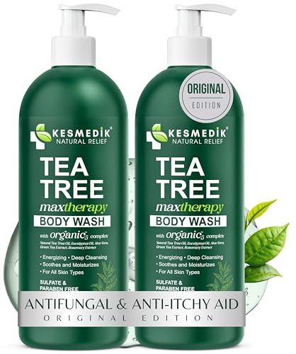KESMEDIK Tea Tree Body Wash MaxTherapy with 100% Tea Tree Oil, 2-Pack
