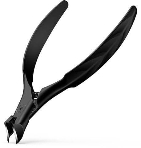 FERYES Wide Jaw Thick Toenail Clippers Thick Toenails - Precision Stainless Steel Toe Nail Clippers for Thick Nails for Seniors with Catcher -Black
