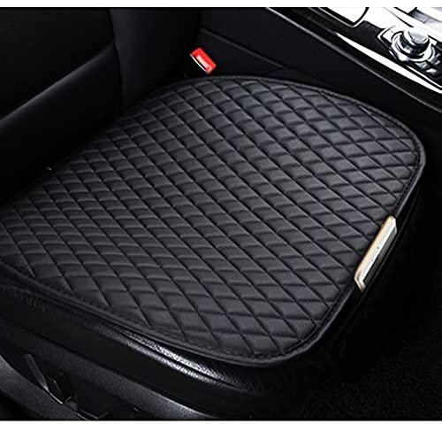 Adunsiaoto 2 Stück Universal Sitzauflagen Unterlage Vordersitze, Wasserdichter Auto Sitzkissen, Auto PU Leder Autositzbezüg Vordersitz, Anti Rutsch, Weich(Schwarz)