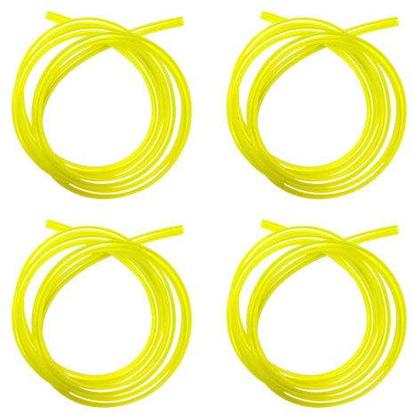 DUINIU 4 Pieces of 1m Yellow Fuel Hose, 2*3.5mm, 2.5*5mm, 3*5mm, 3*6mm, Rubber, Translucent, Easy to Cut & Install, Suitable for Blowers, Trimmers, Lawn Mowers