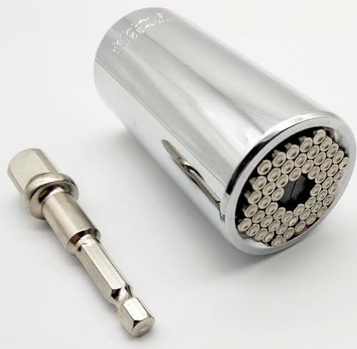 Kraftfeld Universal Nuss Steckschlüssel 1/2 / 7-19mm oder 3/8 / 11-32 mm + HEX Adapter für Akkuschrauber/Ratsche/Bit Schraubendreher (1/2 / 11-32mm)