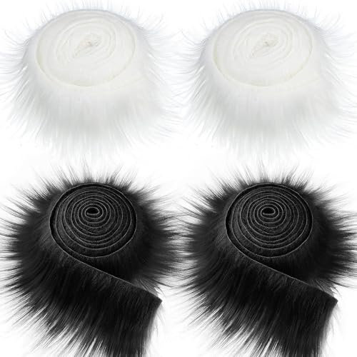 Yavitality 4pcsPlüsch Pelz Fell Stoff Fluffy Craft ，therian fur,Furry Faux Precut Strips Kunstleder Plüschstoff Fellimitat Kunstfell Stoff Flauschiges Plüsch Bastelfell fur GNOME Beard Santa (2)