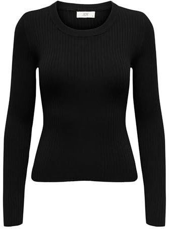JACQUELINE de YONG JDY Jdyplum KNT Noos L/S O-Neck Pullover, Black, L