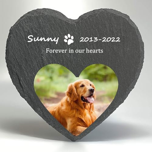 Piedra Conmemorativa para Mascotas, Lápida Conmemorativa para Mascotas, Gato Perro Pizarra Marcador de Tumba, Recuerda a Tu Mascota de Una Manera Especial, Diámetro 20cm(No Admite Personalización)