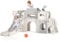 Krovtoy Toboggan pour Enfants épaissi et élargi,Toboggan Extra-Long de 170 cm, Toboggan pour Tout-Petits 7 en 1 autoportant avec Panier de Basket, grimpeur pour Tout-Petits en Plein AI (Beige Gris-7)
