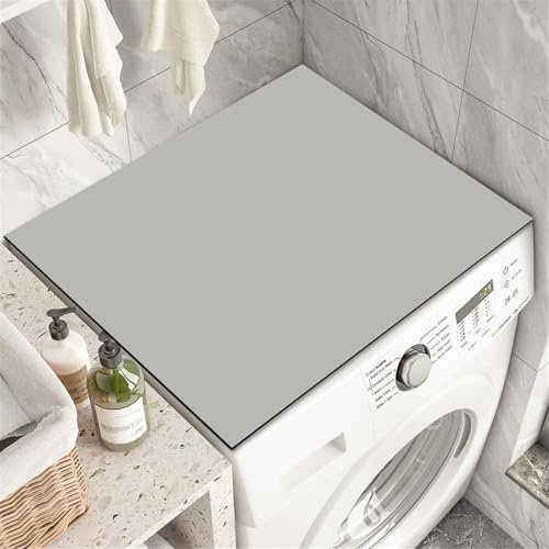 Odot Tapis de Protection pour Dessus de Machine à Laver Couleur Unie, Antidérapant Housse de Machine à Laver pour Machine à Laver ou Sèche-Linge Buanderie Réfrigérateur Cuisine (Gris Clair,50x60cm)