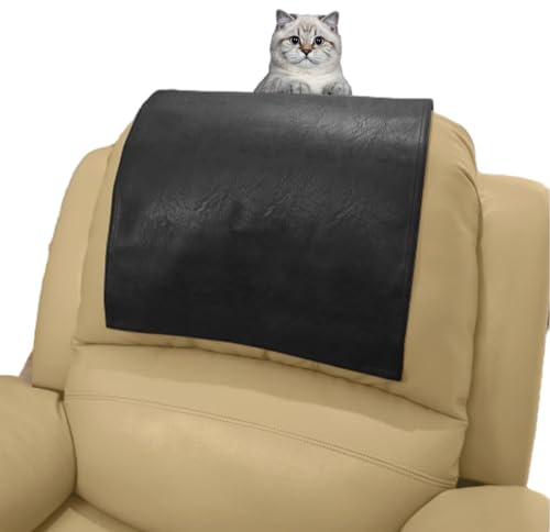HonunGron Kunstleder Sofa Möbelschutz, Liegestuhl Kopfstütze Protector Kopfstützenbezug für Liegestuhl, Rutschfester Kopfstützenbezug für Möbel, Kopfstützenbezug für Sessel (Schwarz)