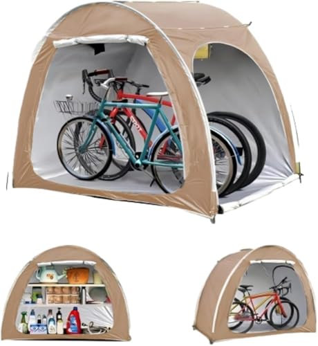 Bike Storage Outdoor 200*80*165cm/210*150*165cm Bike Cover for Outside Storage Waterproof Bike Shed for 1-2/3-4 Bikes Bicycle Cover Bike Tent Bike Store Shel(Size:[1-2 units]200×80×165cm,Color:Khaki)