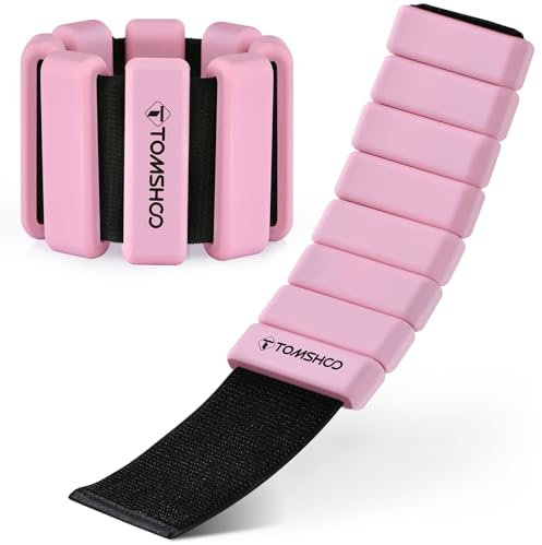 TOMSHOO Lot de 2 Poids de Cheville Réglables, Poids de Poignet et Chevilles, pour femmes et hommes, 0,45 kg/0,9 kg, pour la Marche, Jogging, Yoga, Pilates, l'aérobic, Natation