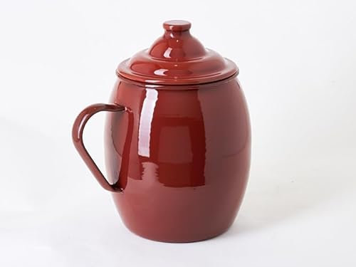 Olla Puchero Abombado Porcelana Esmaltado Color Teja 6 Litros