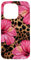 Luxury Summer Leopard And Pink Hibiscus Flower Floral Case for iPhone 15 Pro