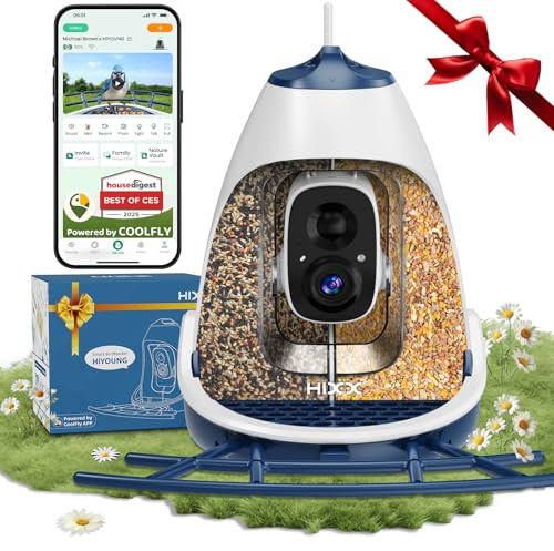 Smart Bird Feeder with Camera Solar Powered, Wireless Outdoor Smart Birdhouse with Built-in 2K HD Camera, Dual Seed Chambers & Spill Resistant, Motion Alerts & App Sharing–Ideal for Bird Lovers
