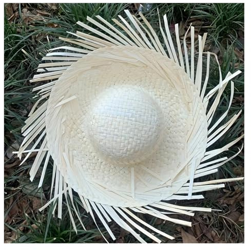BoBoBn Women's Wide Brim Sun Hat, Faux Fur, Checkered Pattern, Adjustable Toggle Closure, Non-Woven(White)