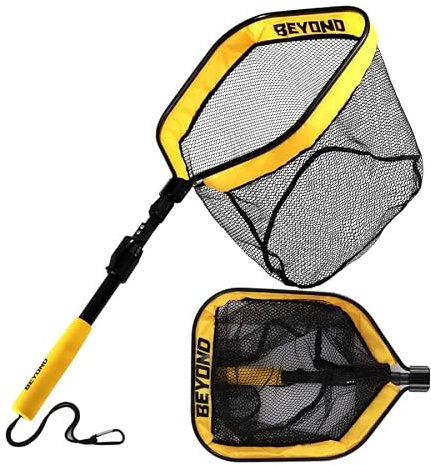 Beyond Braid Floating Fishing Net with Handle – Folding Fishing Net for Easy Storage – Telescopic Landing Net for Bass, Trout, Kayak & Boat Fishing – Durable, Lightweight & Fish Friendly