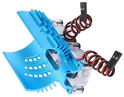 Fans Motor Heat Sink Dual Fans Aluminum Radiator Easy Installation for 1/8 RC Car, Long Service Life, for Traxxas, ARRMA, ZD Racing EX -07 (Black) (Blue)