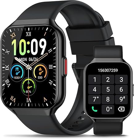 HOIFA Smartwatch Uomo Donna, 1.96 HD Orologio Smartwatch con Chiamate, 113+ Sportive Smart Watch con 24H Cardiofrequenzimetro/Contapassi/SpO2/Sonno, IP68 Orologio Fitness per Android iOS Nero