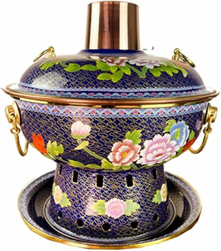 HOTAPEPU Cloisonne Copper Hot Pot, Antica Pentola Calda di Pechino, Pentola A Carbone Trasparente, Zuppa di Mandarino, Anatra, Antica Pentola di Rame ~/