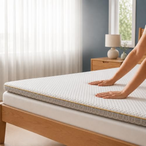 Brightr® Aurora Visco Schaum Matratzen Topper 200 × 200 cm, 5 cm hoch, wendbarer Matratzen-Topper, 2-in-1 Liegegefühl Medium-Soft/Medium (H2/H3)