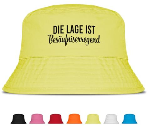Prozente Momente Die Lage ist besäufniserregend - Fischerhut | Anglerhut | Sonnenhut | Sommer | Party | Malle | lustige Sprüche | OneSize | Malle | Urlaub (Neongelb)