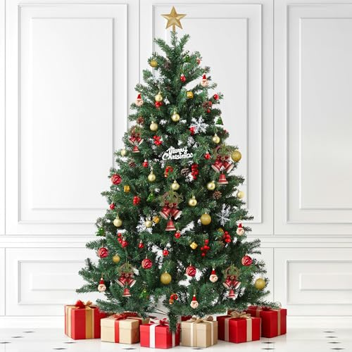 ONEIN Weihnachtsbaum Künstlich 210 cm – Dicht & Realistisch mit 1200 Spitzen – PVC Christbaum mit Klappsystem & Metallständer – Tannenbaum Ohne Deko, für Innenbereich