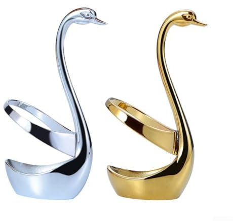 Organizador compacto de cubiertos en forma de cisne para soluciones de cocina que ahorran espacio (dorado)