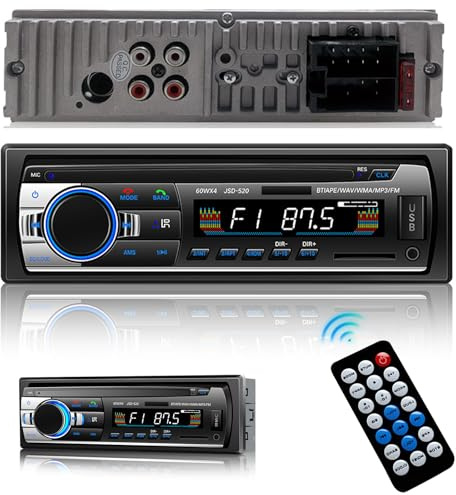 Souvik Autoradio Bluetooth 5.0, Car Radio mit Freisprecheinrichtung, mit USB/AUX/TF/EQ/MP3-Player, mit Uhr/Fernbedienung, LED-Bildschirm, Schnellladung, 5 Soundeffekte, Kompatibel mit iOS/Android