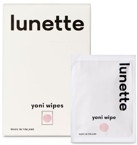 Lunette Yoni Intimtücher, pH-ausgeglichen, 20 Stk | Für Empfindliche Haut, Duftfrei, Einzeln Verpackt, Vegan, Reisegröße, Kompostierbar, Hergestellt in Finnland