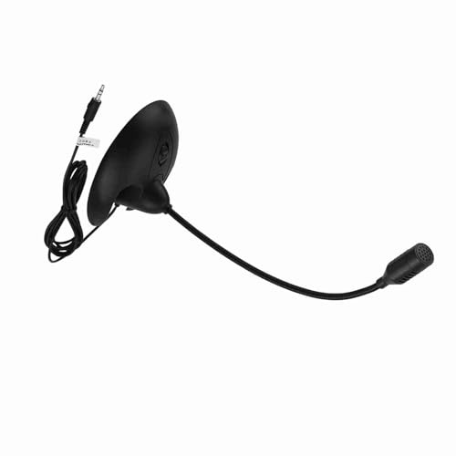 Dioche 3.5mm MaleAdjustable Curved Neck Desktop Stand Microphone, Deep Sound Quality Stereo Karaoke Microphone (Black)