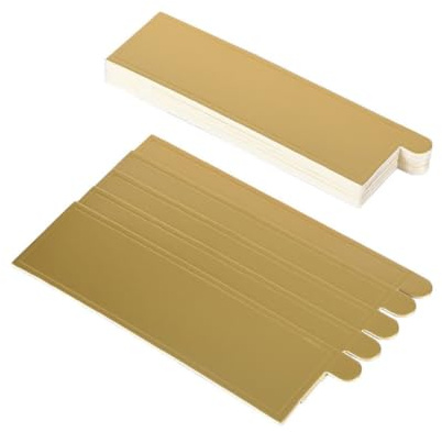 GARVALON Lot de 100 Plateaux Rectangulaires Dorés 13x4 Cm en Carton Alimentaire, Socles pour Fond de Gâteau Mousse, Plateaux de Service Jetables pour Pâtisseries, Cupcakes et Desserts