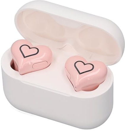 Cuifati Herzförmige Kabellose Ohrhörer, Bluetooth 5.3, Kabellose Kopfhörer mit 6-Farben-Verlaufslicht und Ladeetui für Sport, Reisen, Workout (PINK)