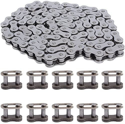 QAZAKY 415 Chain 110L Link Heavy Duty for 49cc 50cc 60cc 66cc 70cc 80cc 2-stroke 4-stroke Engine Motor Motorized Bicycle Mini Pit Dirt Bike Scooter ATV Minibike Chopper Motorcycle Motorbike 415-110L