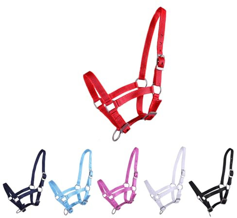 NETPROSHOP Fohlenhalfter 3-Fach verstellbar Halfter für Fohlen Falabella Shetty Pony Full, Groesse:Fohlen Falabella, Farbe:Rot