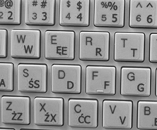 Qwerty Keys Polnische Programmierer transparente Tastaturaufkleber mit Schwarzen Buchstaben - Geeignet für Jede Tastatur